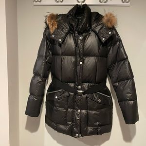 Andrew Marc coat with fur trim hood. Excellent condition.